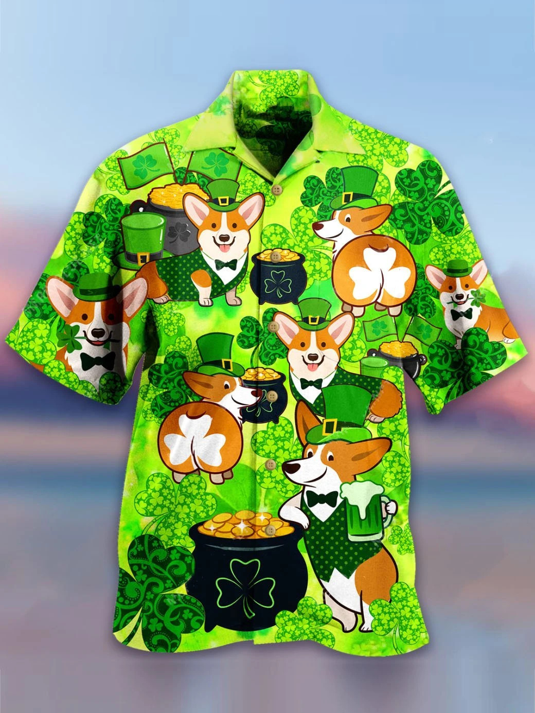 Corgi Patricks Day Hawaii Shirt Unisex Adult Ha49654