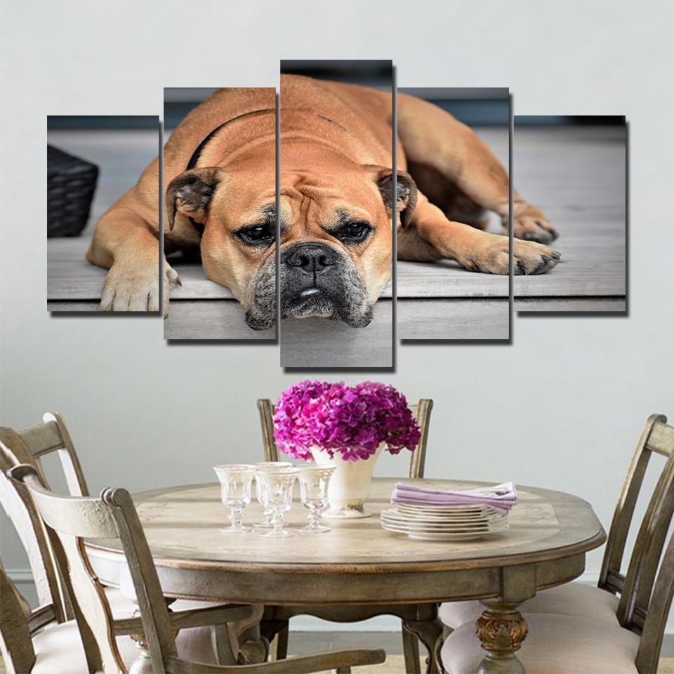 Pug Dogs Animal Sad face 5 panel Canvas – Wall Art