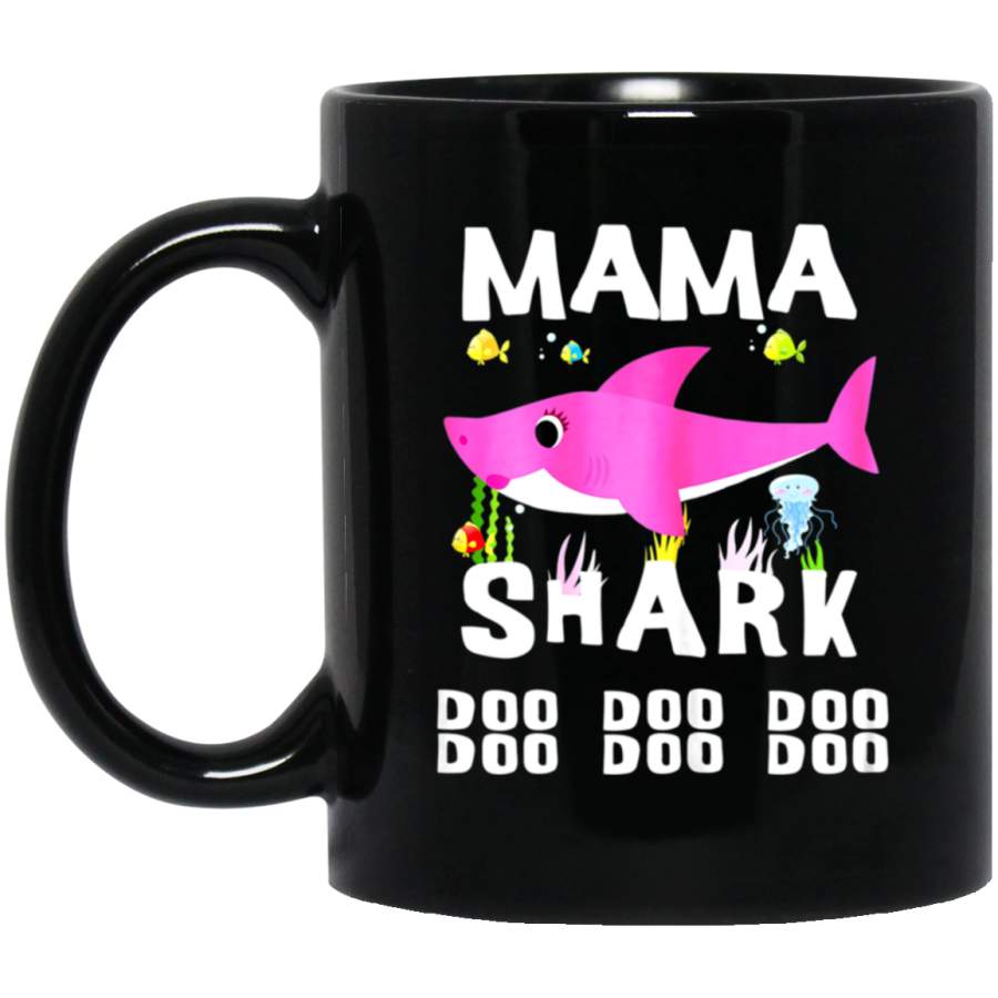 Womens Mama Shark  Doo Doo Doo – Mothers Day Gift Black Mug