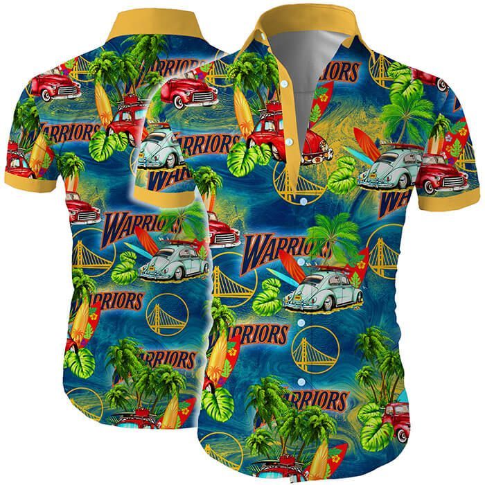 Golden State Warriors Hawaii Shirt Tropical Flower Short Sleeve Slim Fit Body Ha55873