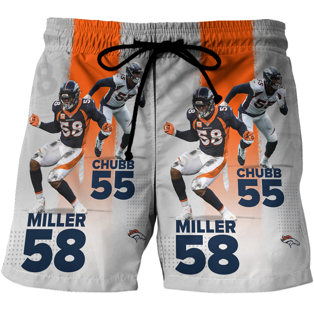 Denver Broncos Chubb X Miller 3D All Over Print Summer Beach Hawaiian Short