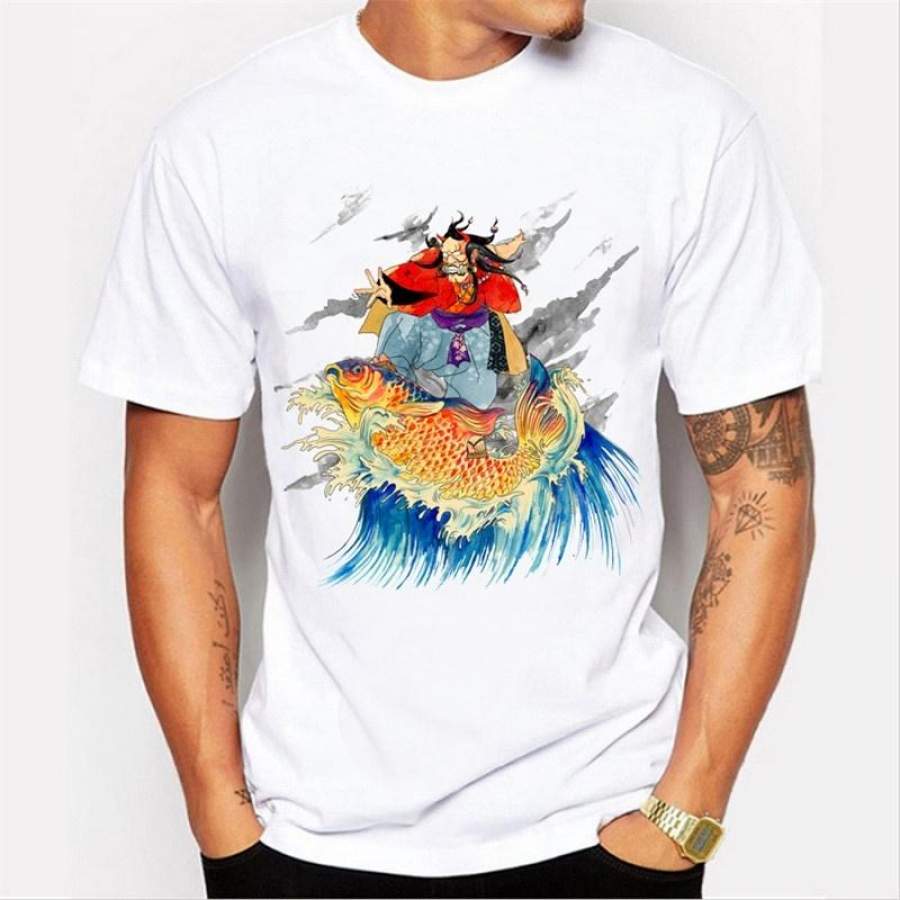 Summer High-Quality New Personalized 3D Digital Printing Pattern Of Casual Short-Sleeved Round Neck Men’S White T-Shirt