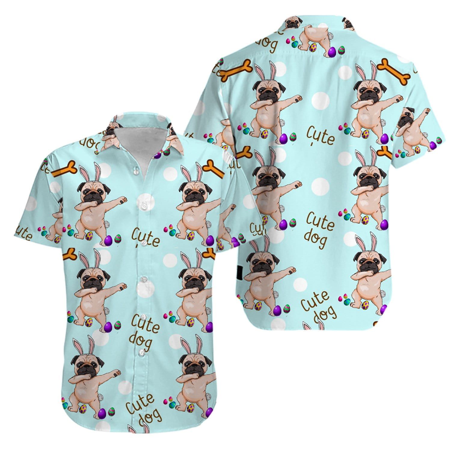 Felacia Pug Dab Funny Puppy Bunny Happy Easter Day Aloha Hawaiian Ha101557