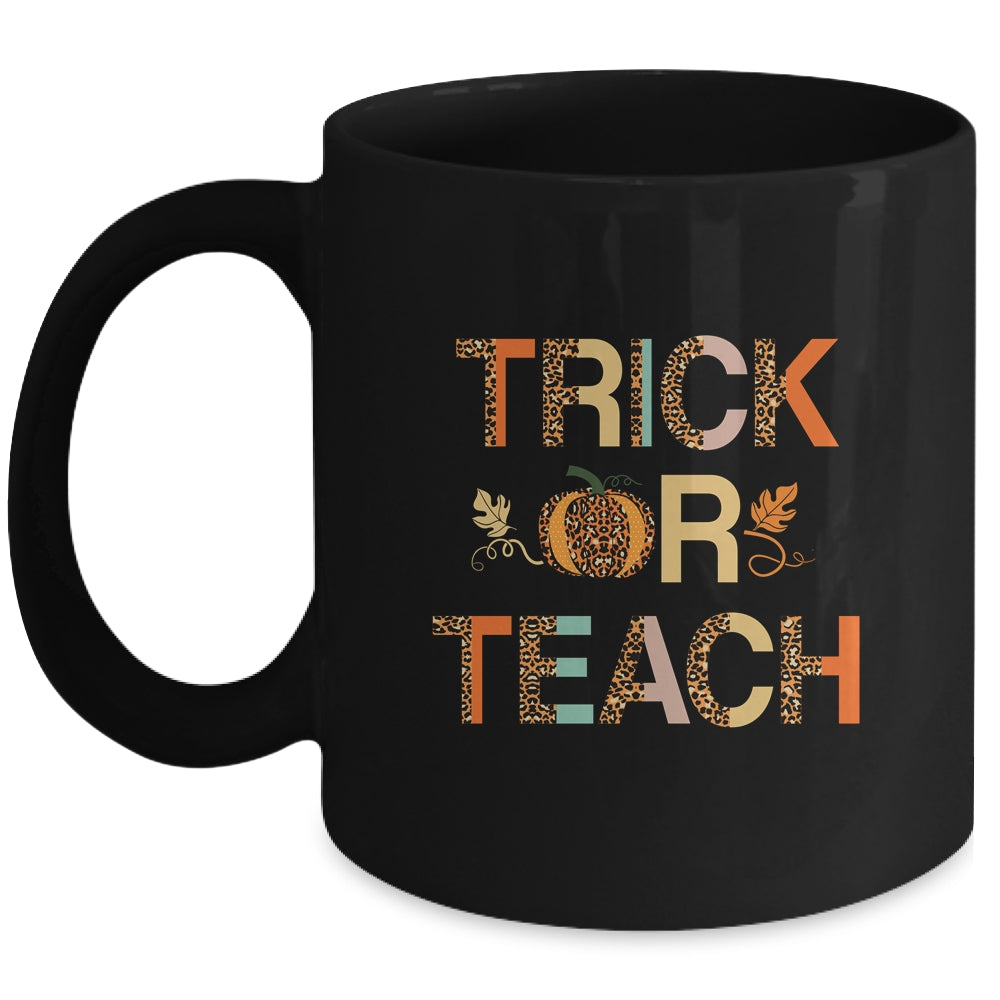 Trick Or Teach Cute Leopard Pumpkin Halloween Mug