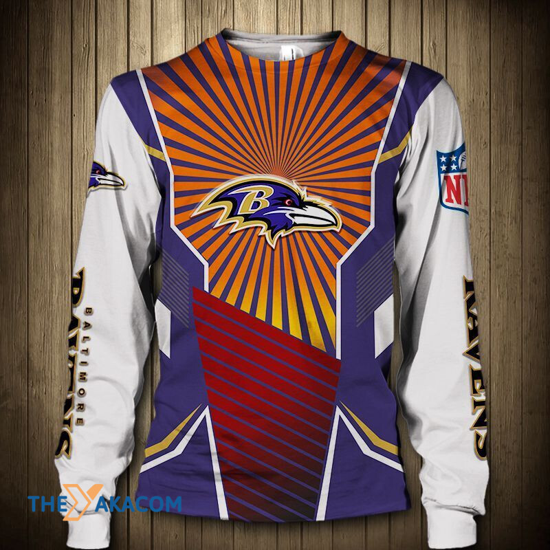 Baltimore Ravens Colorblock Gift Sweatshirt Long Sleeve Crewneck Casual Pullover Top