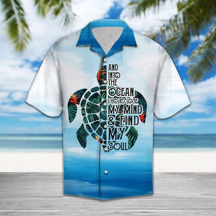 Turtle Floral And Into The Ocean I Go To Lose My Mind Hawaiian Shirt Summer Button Up For Men, Women, Couple