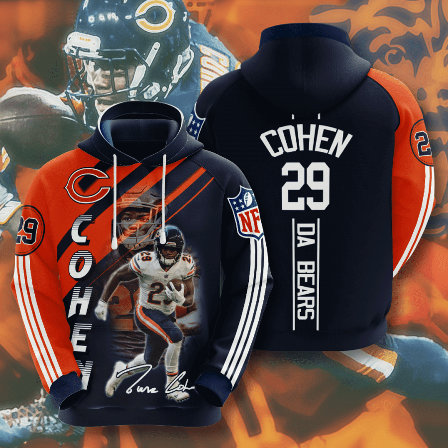 Chicago Bears Tarik Cohen 63 Unisex 3D Hoodie Gift For Fans