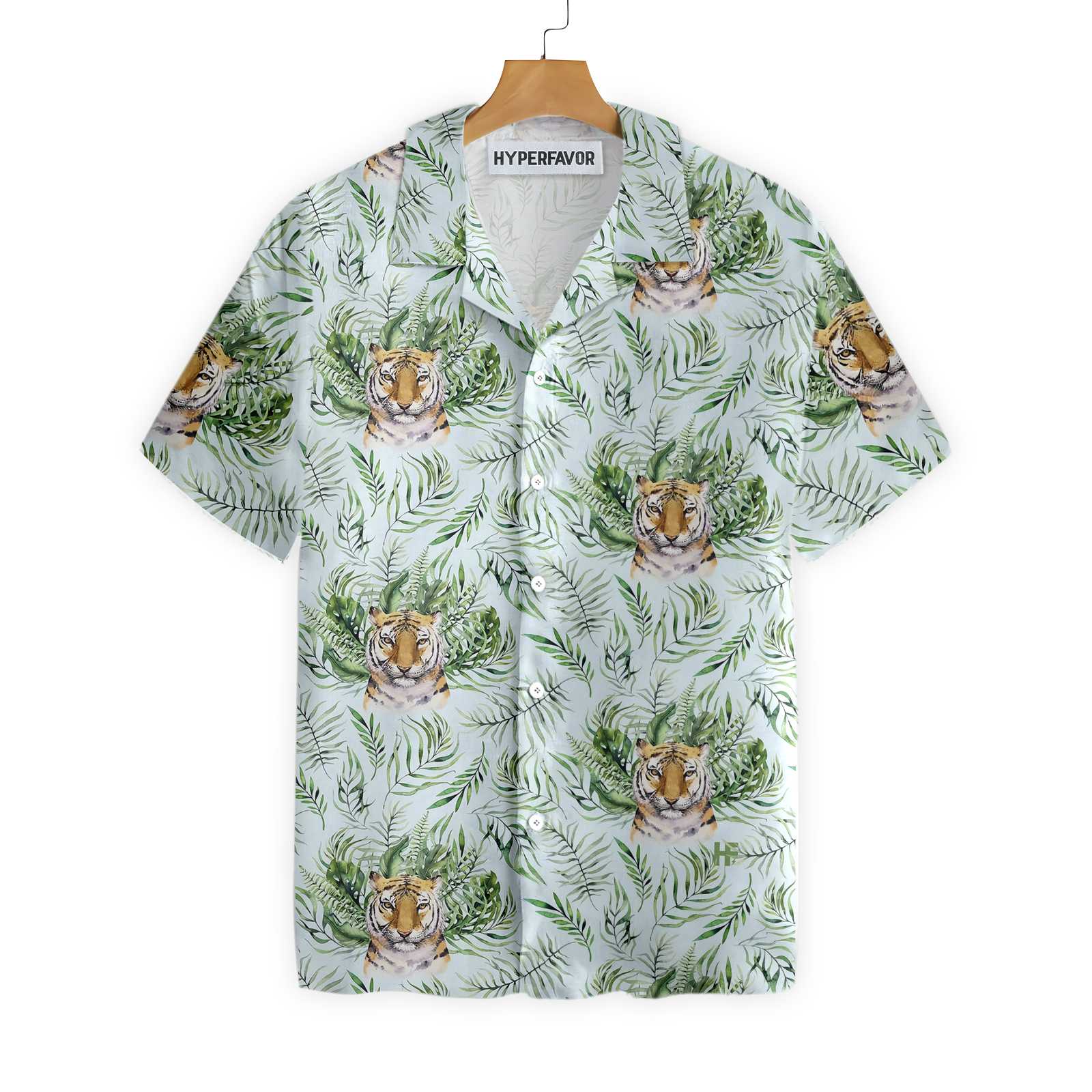 Tropical Green Leaves And Jungle Tiger Shirt For Men Hawaii Ha61447