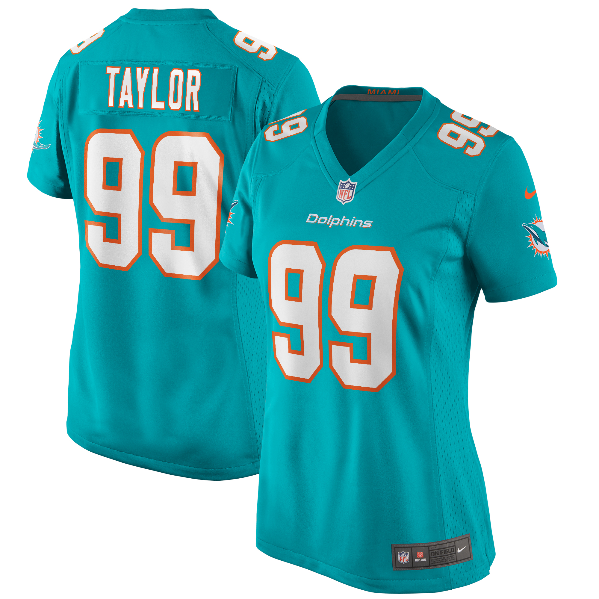 Women’s Miami Dolphins Jason Taylor Aqua Game Retired Player Jersey