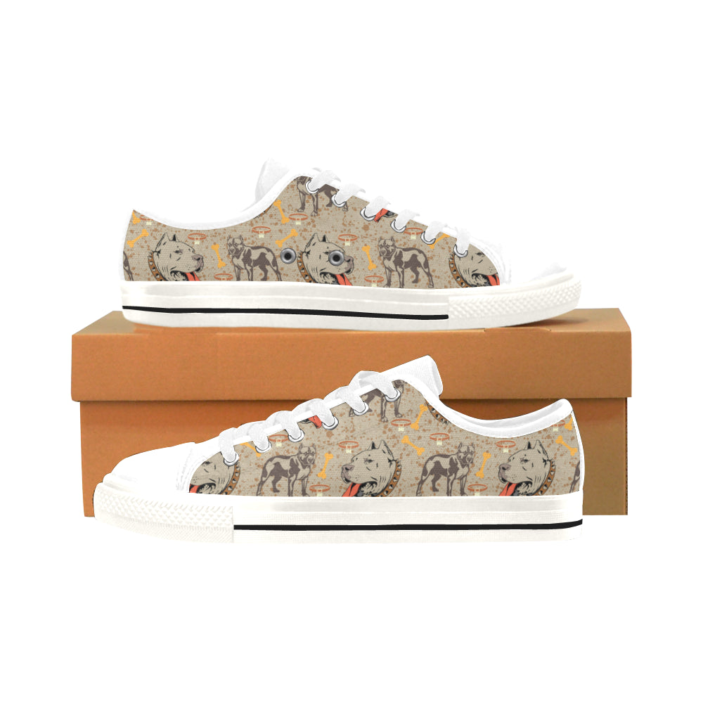 Pitbull Pattern White Men’s Classic Canvas Shoes/Large Size