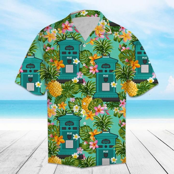 Tropical Pineapple Postal Worker Hawaiian Shirt Summer Button Up For Men, Women, Couple