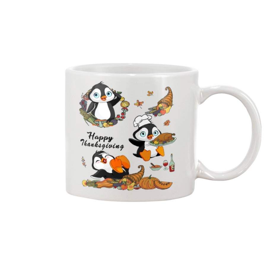 Penguin Happy Thanksgiving Gift For Kids Mug