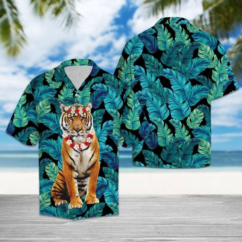 Artsyhomes [Hawaii Shirt] Tiger Flower Crown  G5706