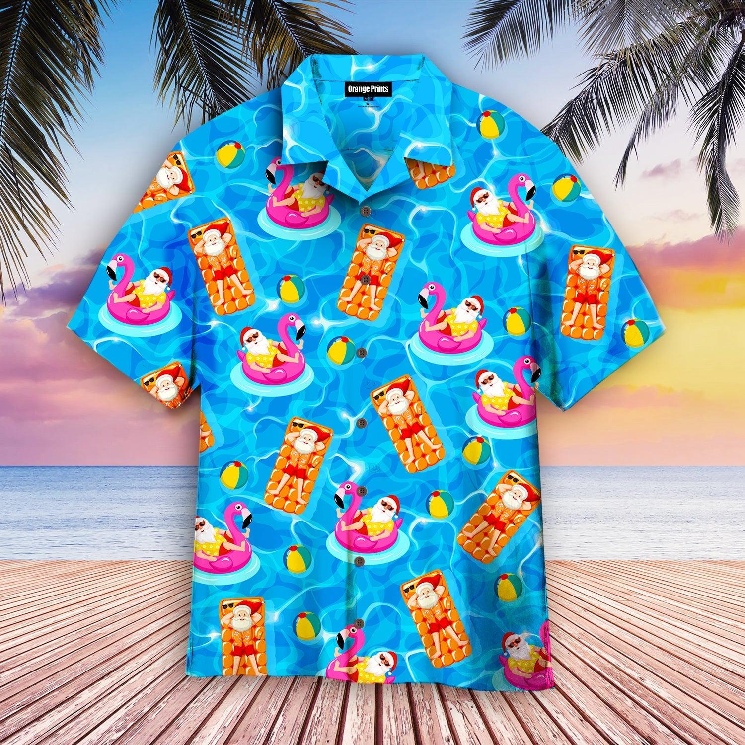 Santa Claus In Swimming Pool Pattern Hawaii Shirt For Men Women Ha97403