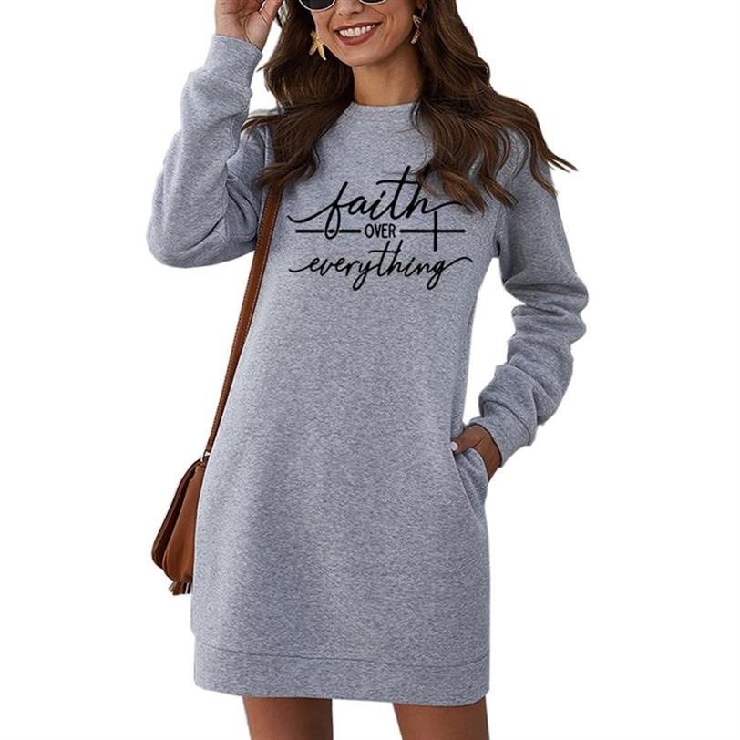 2022 Spring Women’s Dress Bible Clothing Faith Over Everything Sweatshirt Jumper Quote Jesus Vintage Fashion Graphic Hoodies alx