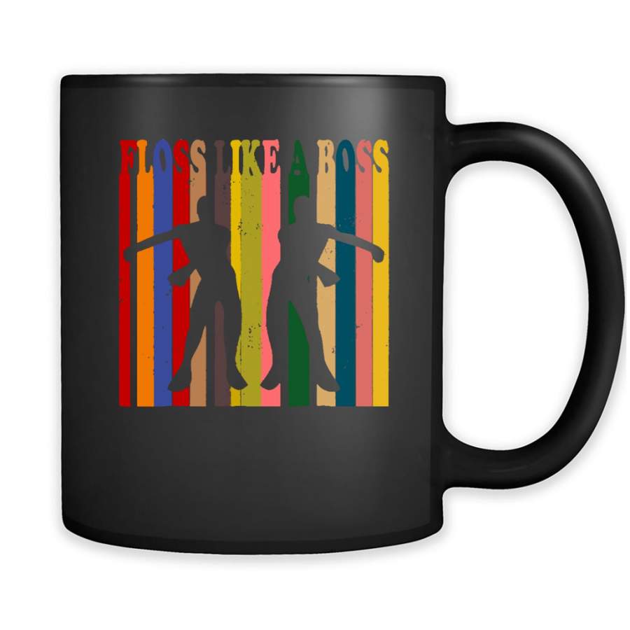 Floss Like A Boss Dancing Flossing Dance Vintage Retro – Full-Wrap Coffee Black Mug