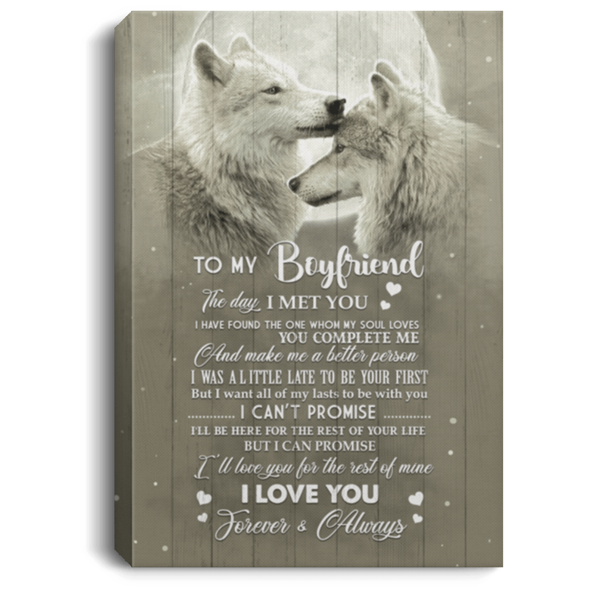 To My Boyfriend The Day I Met You I Have Found Couple Wolf Gallery Wrapped Framed Canvas