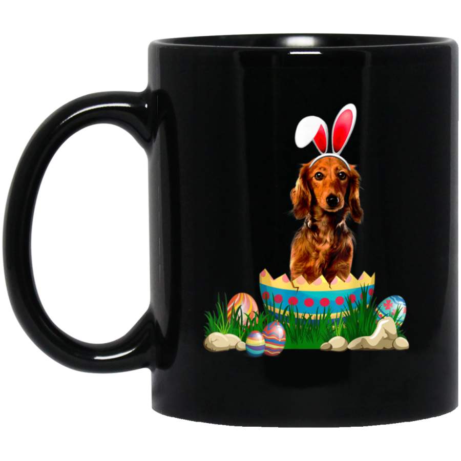 Long Hair Dachshund Egg With Bunny Ear Easter Colorful Eggs Mug