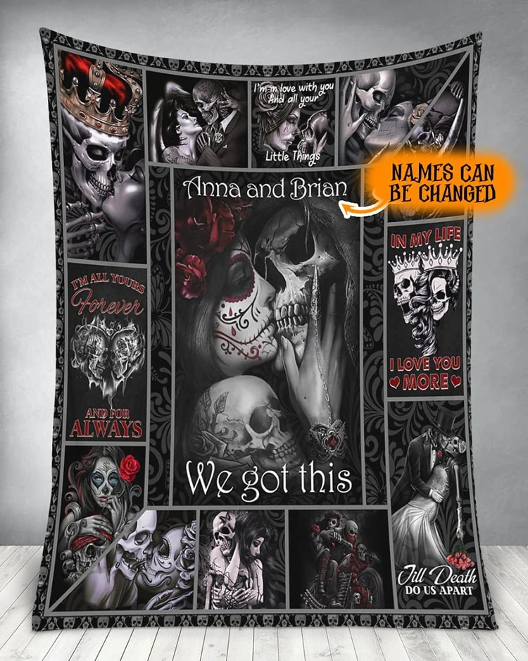 Personalized For My Love Skull Couple We Got This Halloween 3D Print Premium Suede Polyester Blanket