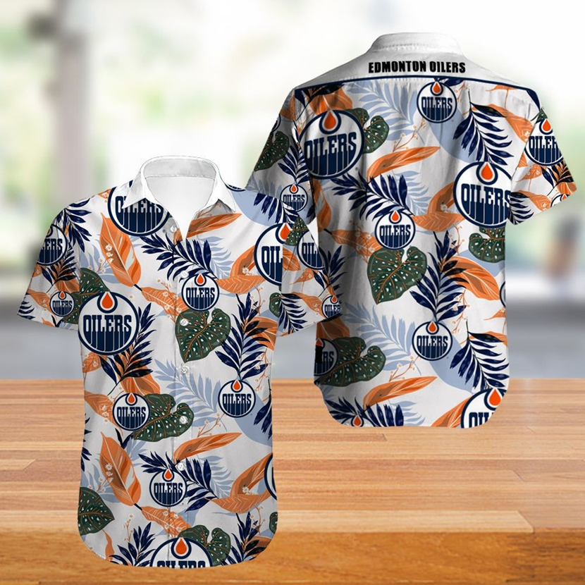 Edmonton Oilers Hawaii Shirt Leaf Button Up Ha108969