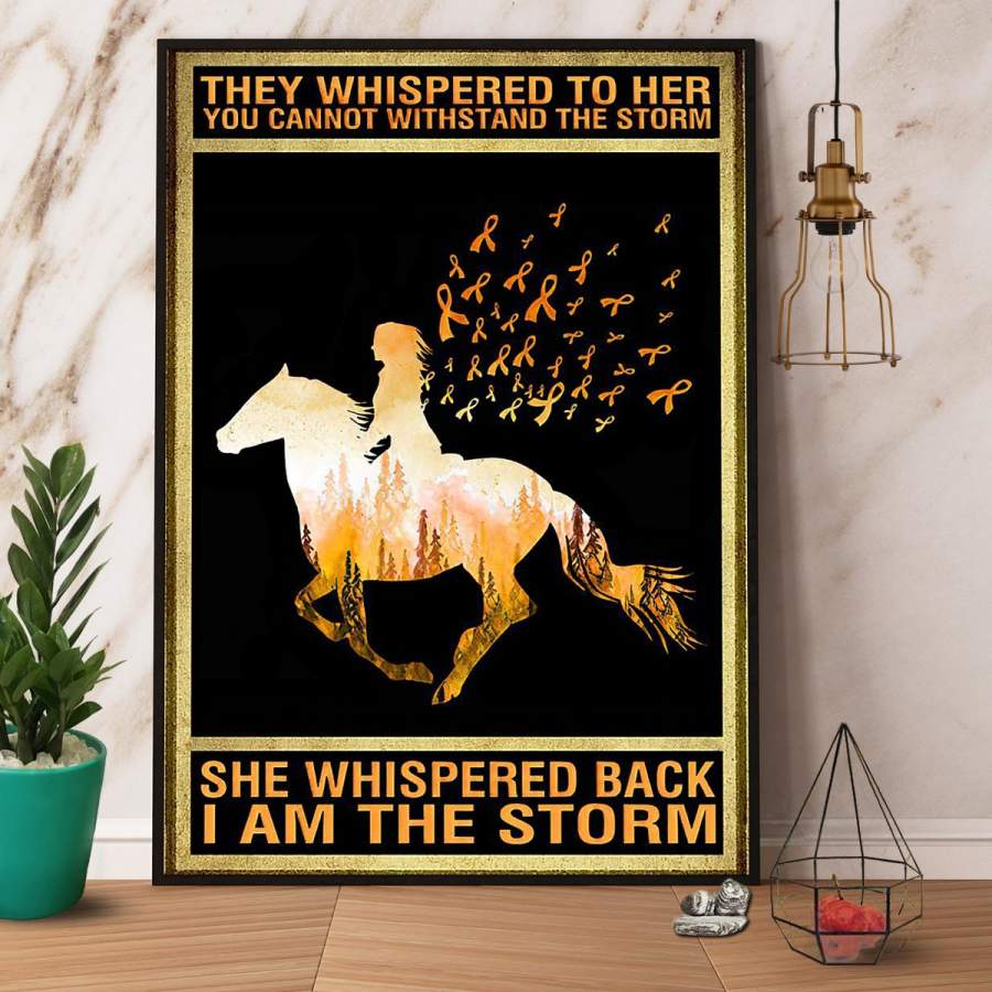 Animal protection awareness they whispered to her girl & horse pink paper poster no frame/ wrapped canvas wall decor full size