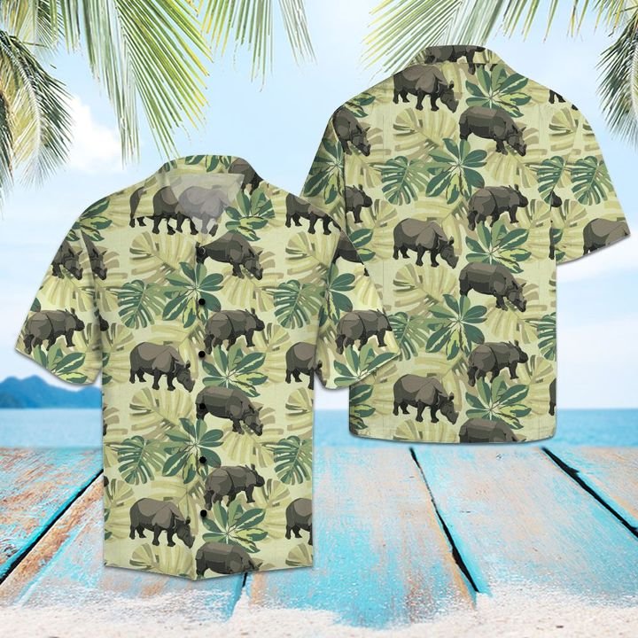 Amazing Rhino Hawaiian Shirt Summer Button Up For Men, Women, Couple