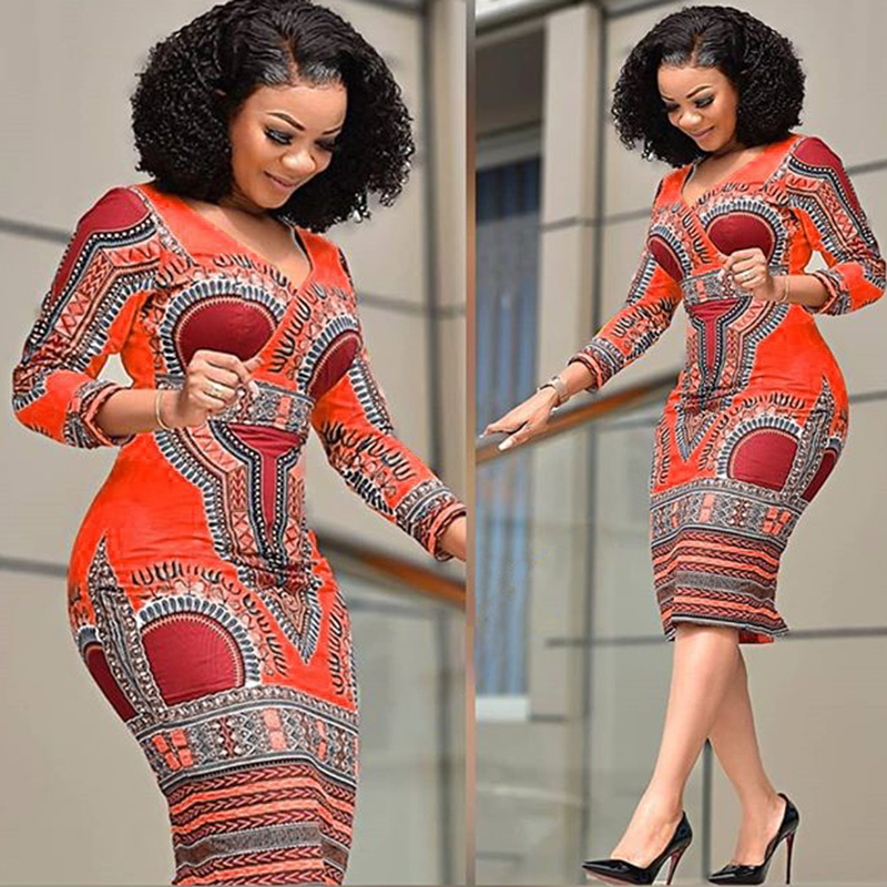 2021 African Style Floral Print Retro Dress Women Elegant Fashion Plus Size Midi Dress Long Sleeves Vestidos Artisanal Crochet alx