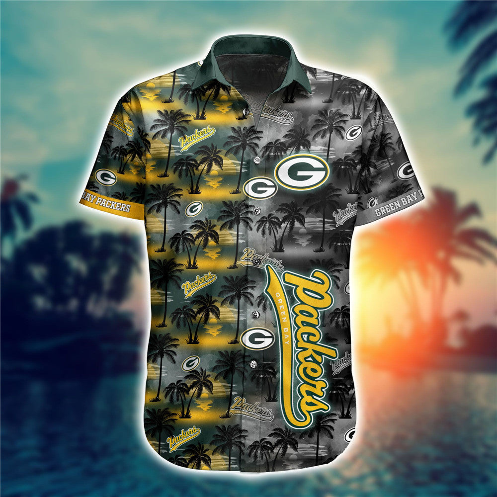 Men’S Green Bay Packers Hawaiian Shirt Palm Tree