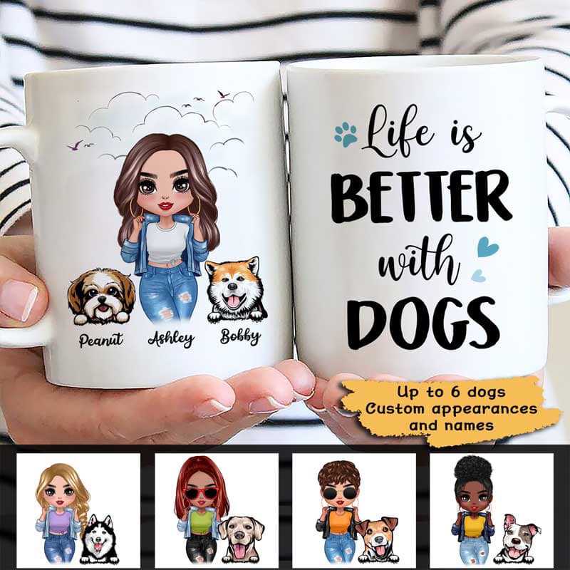 Cool Doll Girl Gift For Dog Mom Personalized Mug