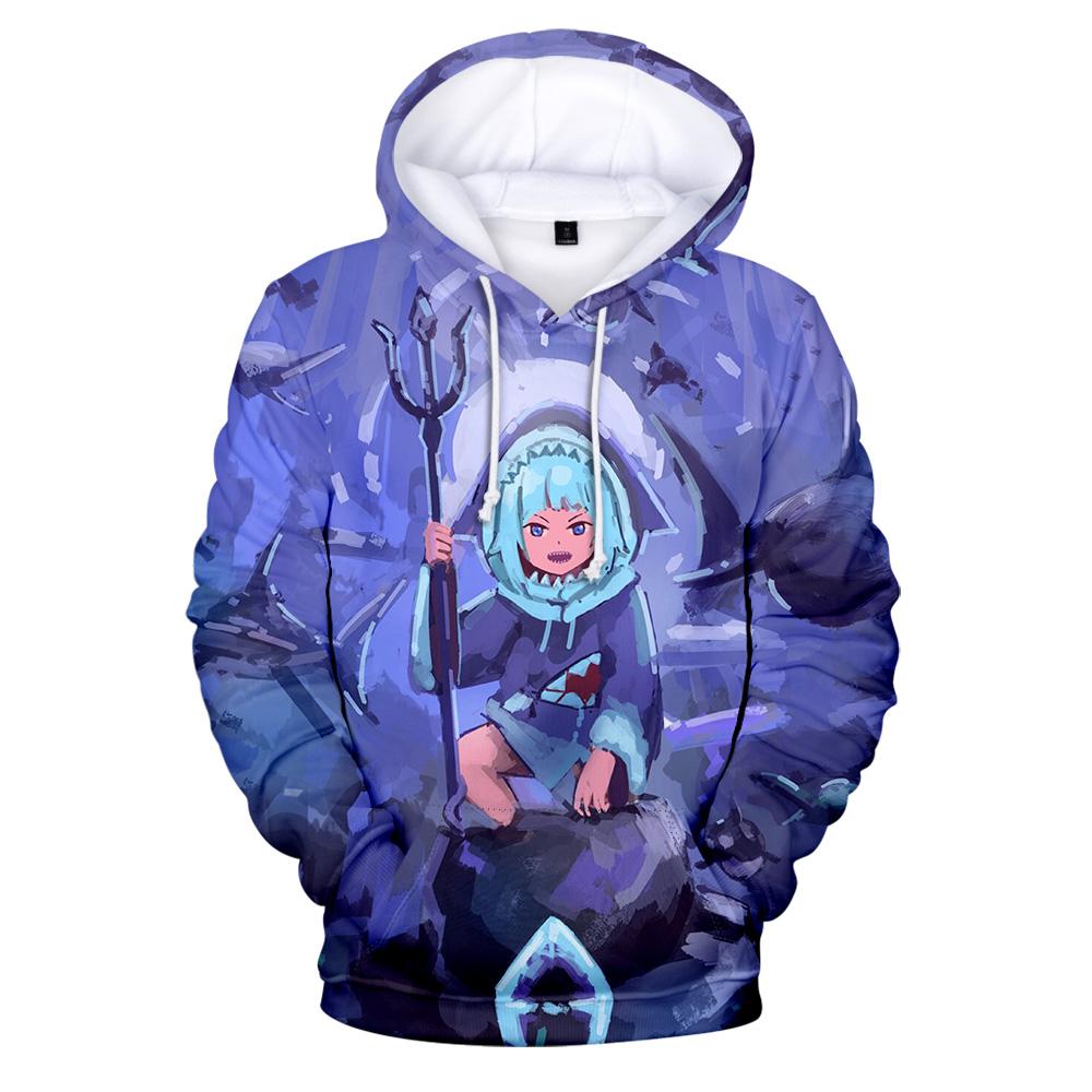 3D Printed Anime Gawr Gura Hoodies – Fashion Hooded Sweatshirt Pullover