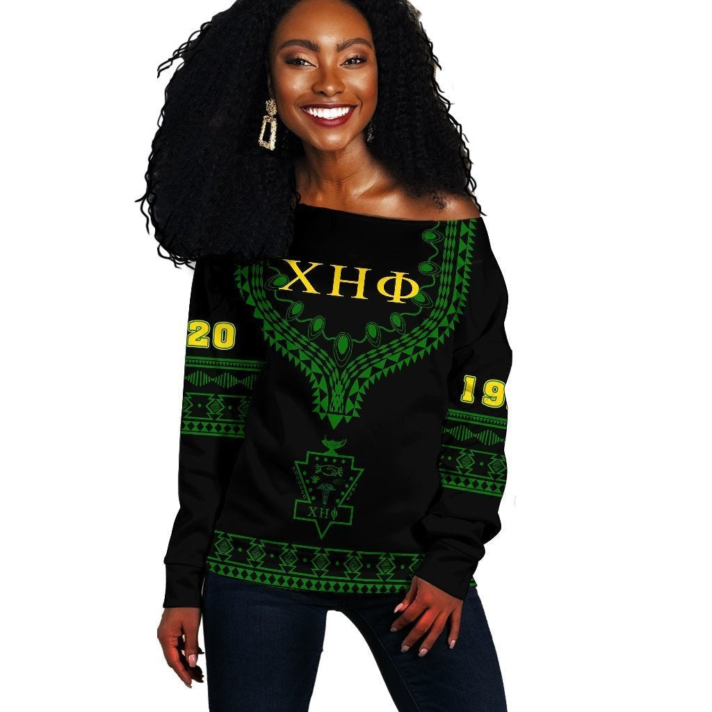 Chi Eta Phi Dashiki Off Shoulder Sweatshirt Alva Style