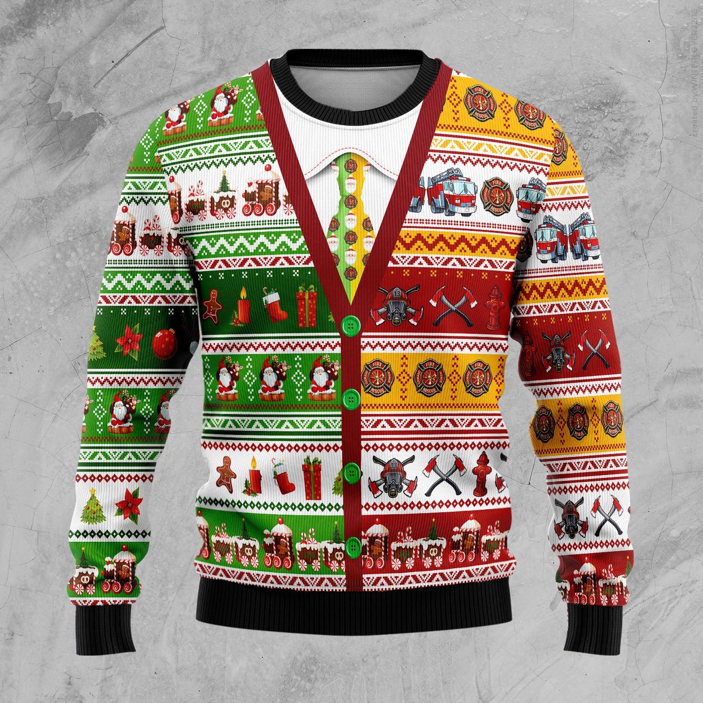 Firefighter Xmas Ugly Christmas Sweater | For Men & Women | Adult | Us4971