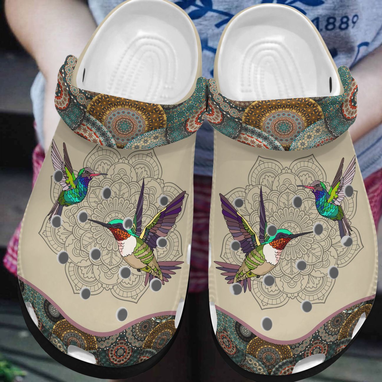 Hummingbird Personalized Clog, Custom Name, Text, Color, Number Fashion Style For Women, Men, Kid, Print 3D Hummingbird Mandala Pattern