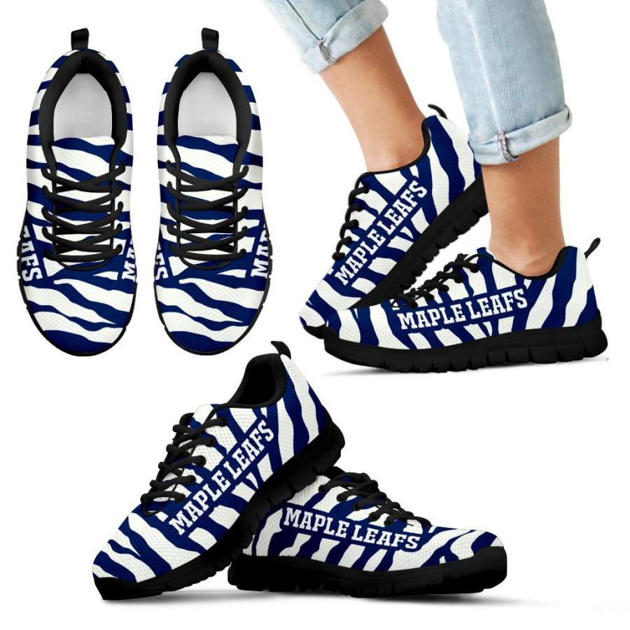 Tiger Skin Stripes Pattern Print Toronto Maple Leafs Sneakers