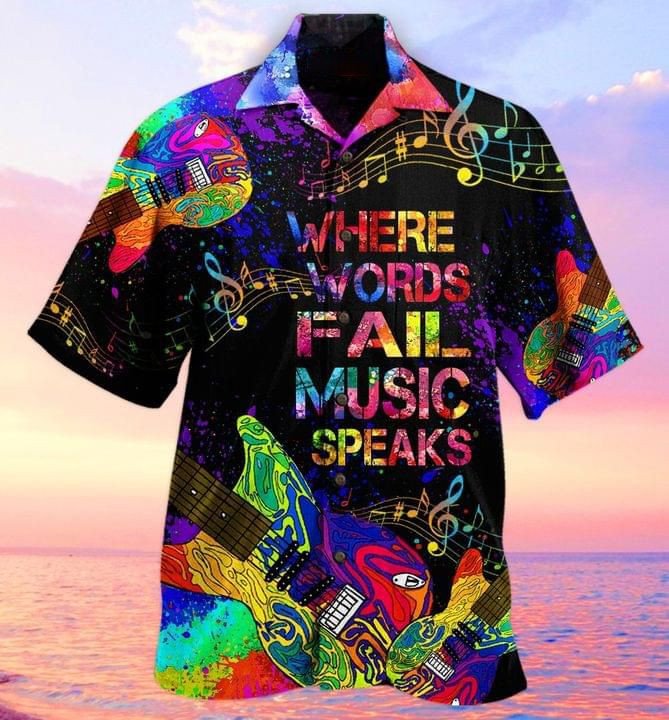 Where Words Fail Music Speaks Print Short Sleeve Hawaii Casual Shirt Ha40956