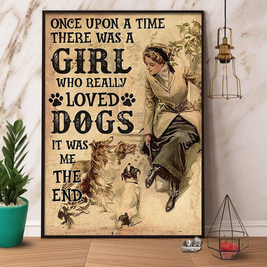 A Girl Who Really Loved Dogs Animal Dog Lovers Vertical Wall Art Canvas Christmas Gift Ideas