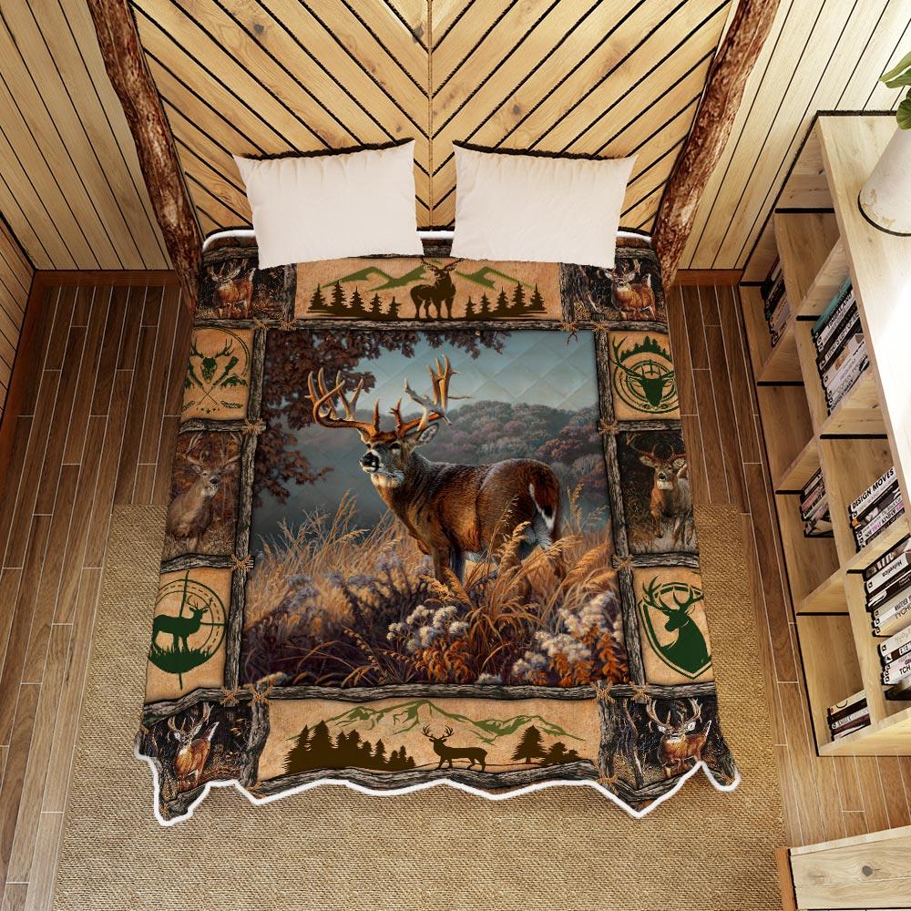 Deer Hunting Quilt Blanket