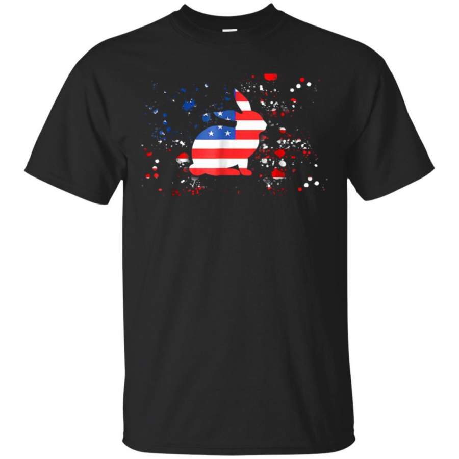 American Flag Bunny Patriotic T Shirt 4th of July Gift Tee