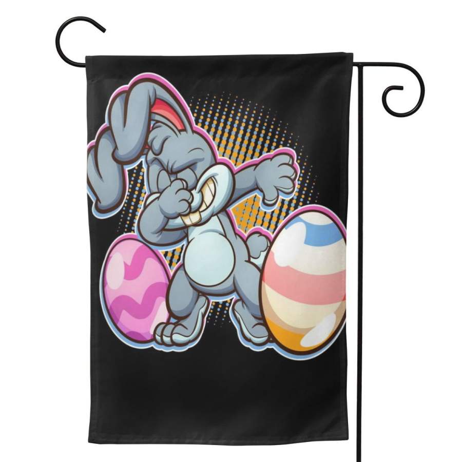 2 Pcs Garden Flag Dabbing Easter Bunny Horizontal Poster 12.5″x18″ -Mothers Day, Birthday Gifts for Mom, Dad, Wife, Husband, Daughters, Grandma, Friends