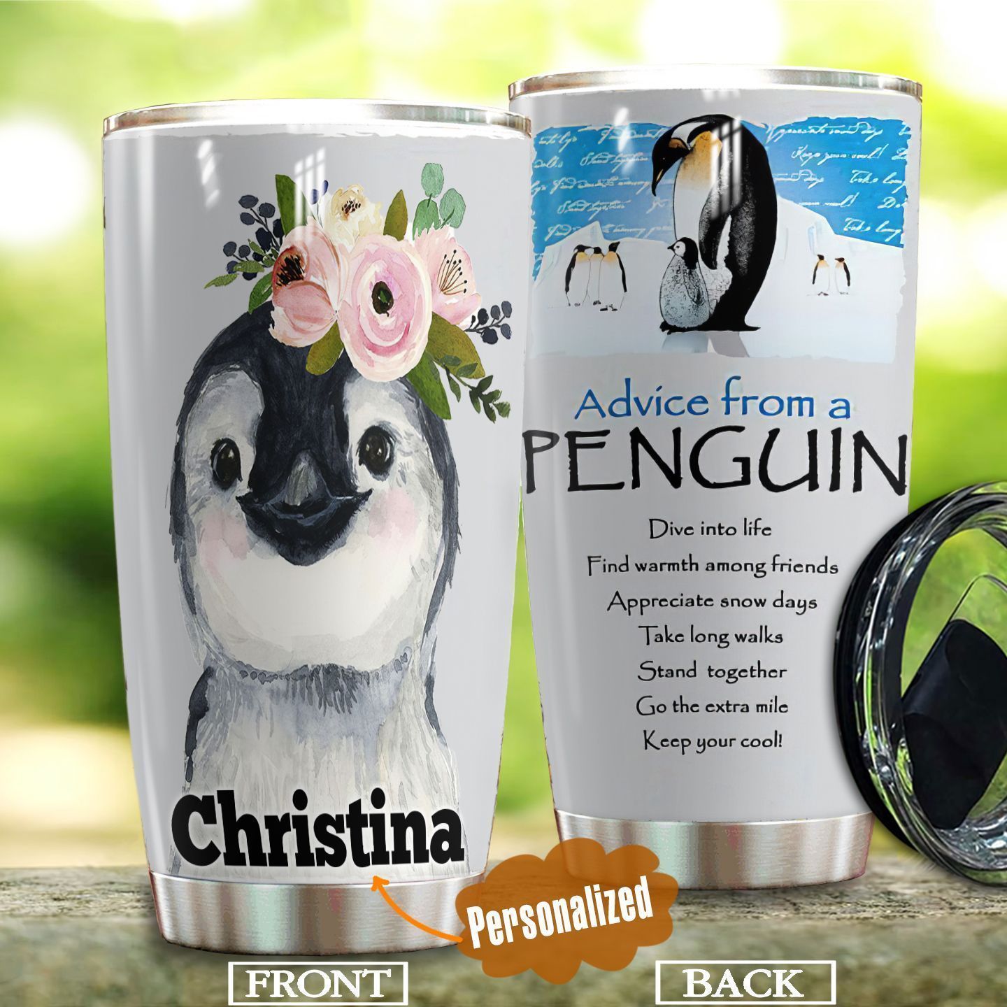 Penguin Personalized  Gift For Lover Day Travel Tumbler All Over Print Size 20Oz – 30Oz