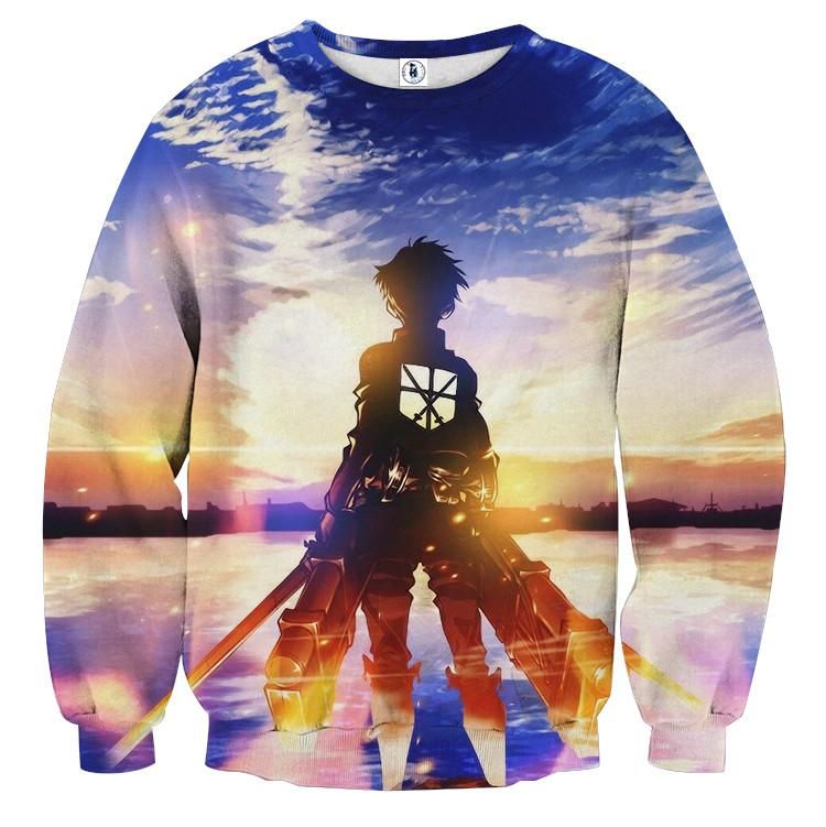 Attack On Titan Eren Ugly Christmas Sweater, All Over Print Sweatshirt