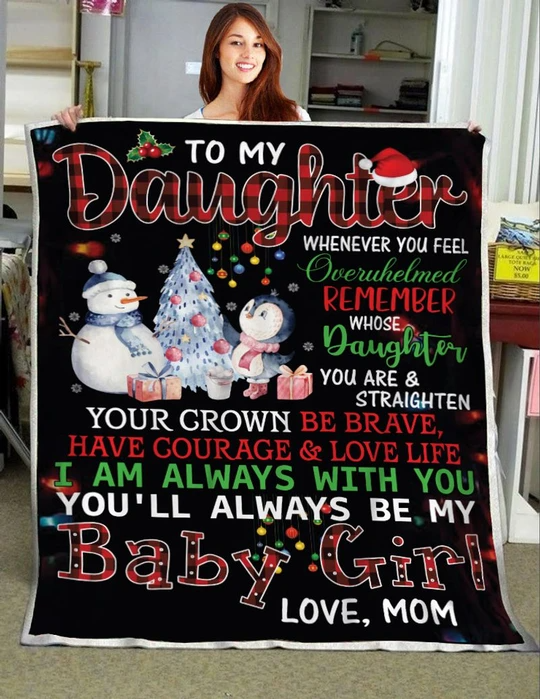 To My Daughter Snowman Blanket – Love, Mom – Gift For Daughter – Christmas, Birthday Gift
