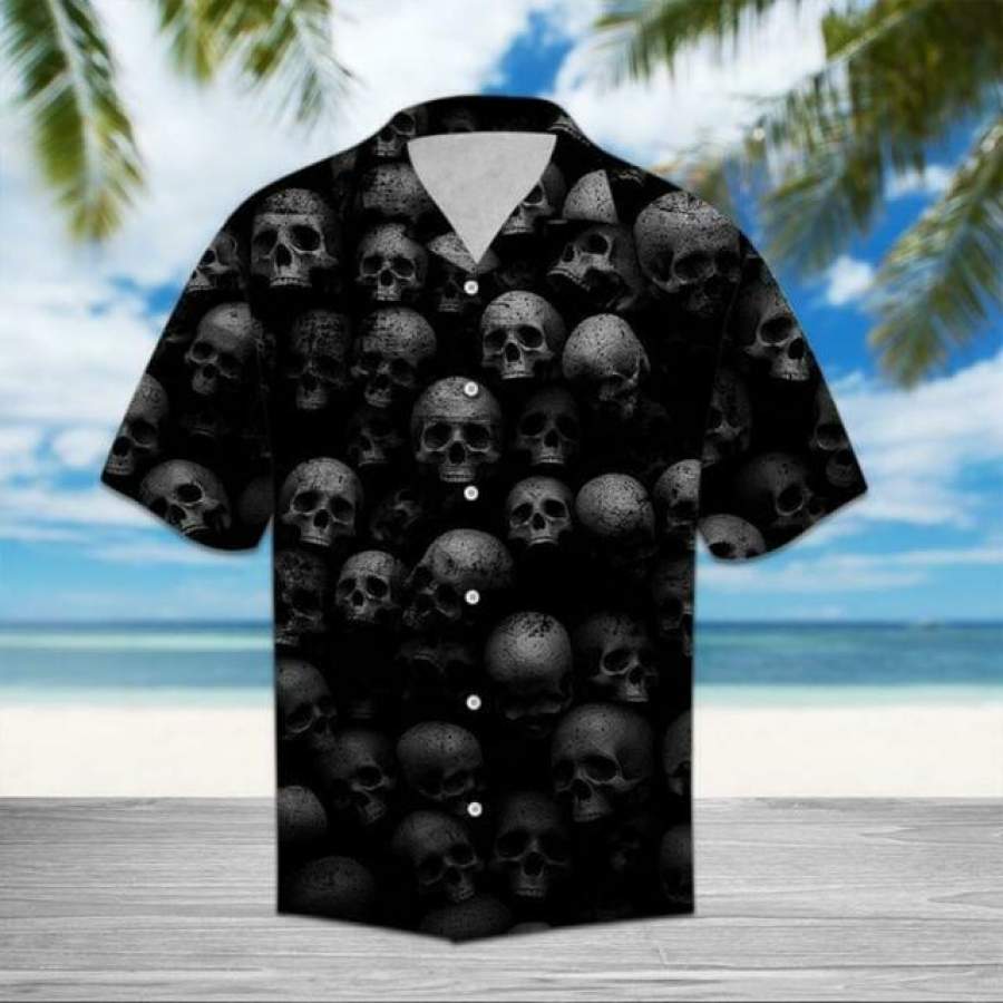 Skull Black Hawaiian Shirts Ha23050