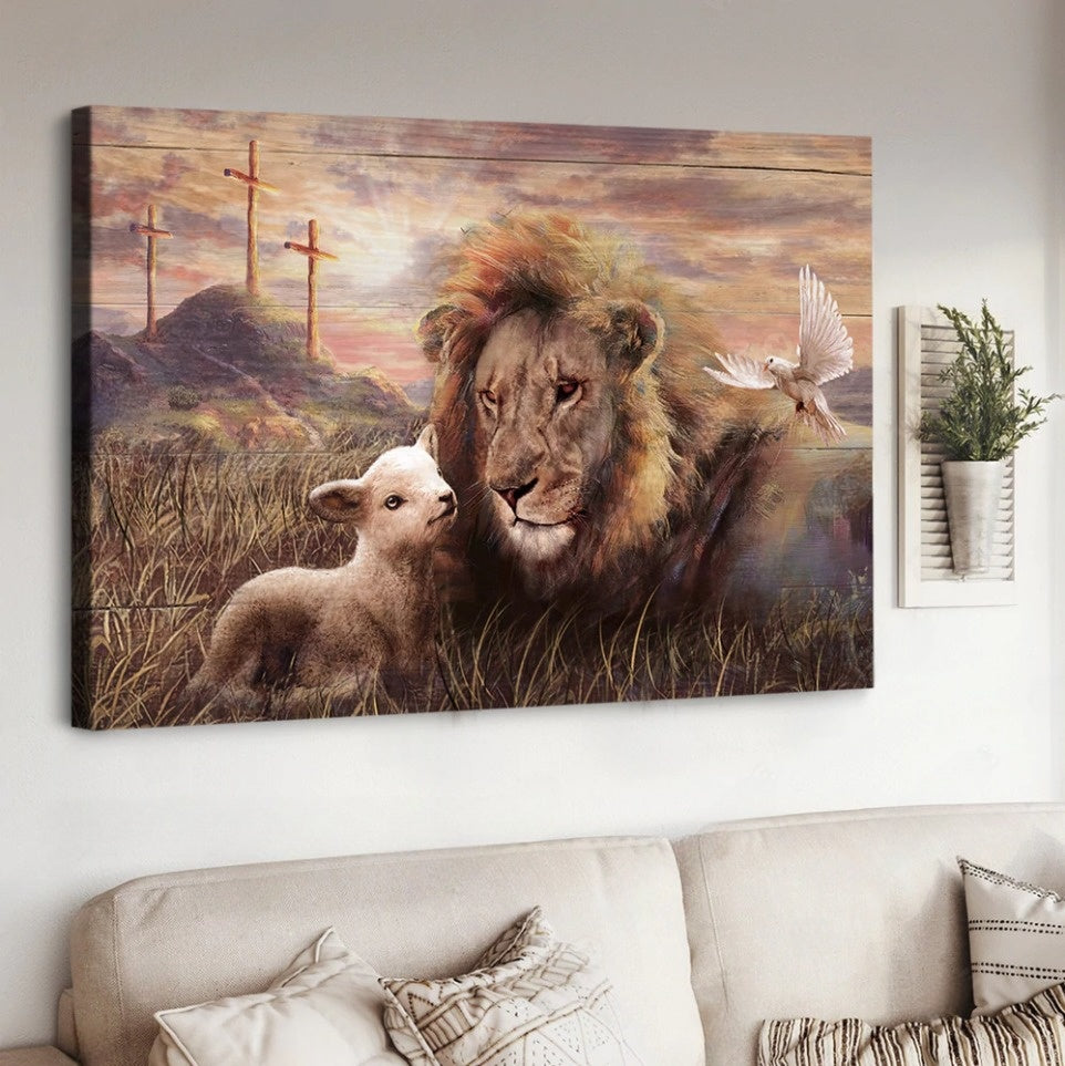 A Peaceful Day Of The Lion And The Lamb Christ – Matte Canvas