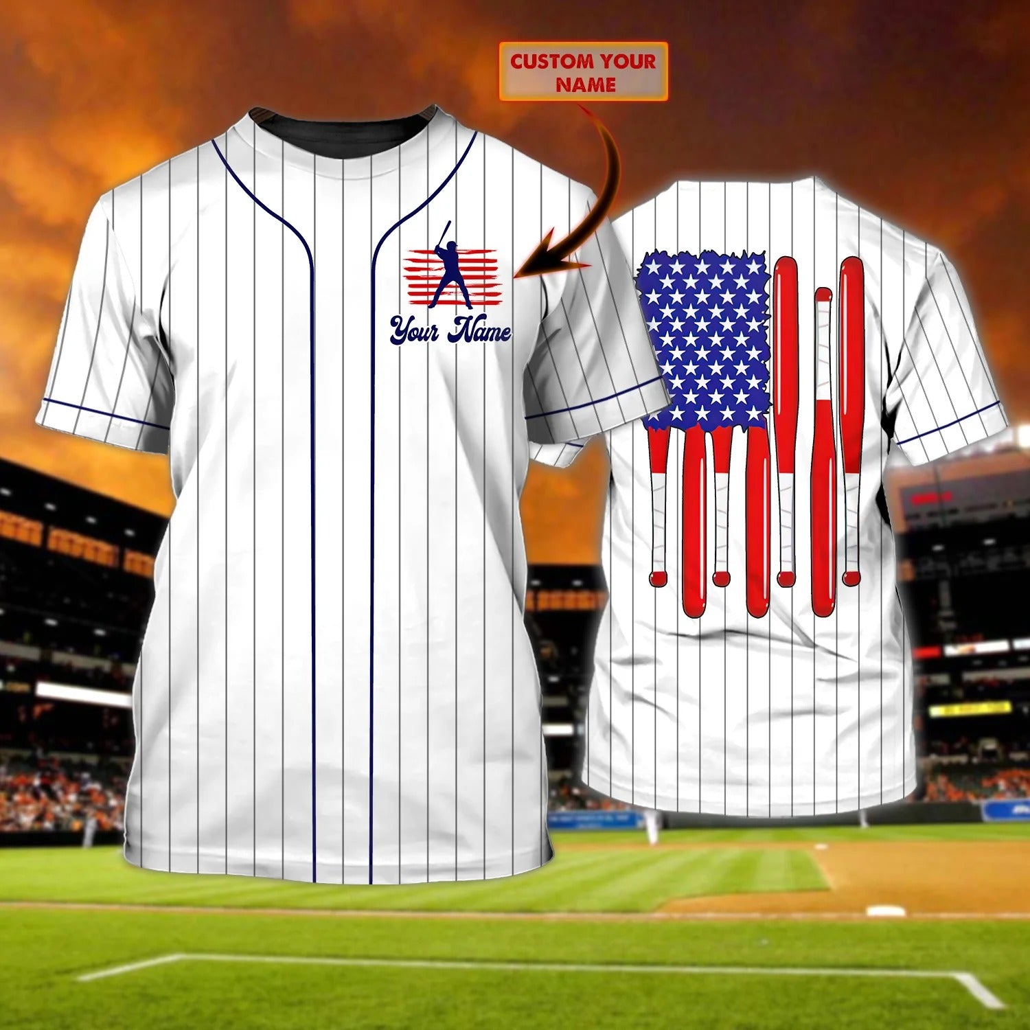 Custom American Baseball 3D Shirt For Men Women, Baseball Lover Gifts