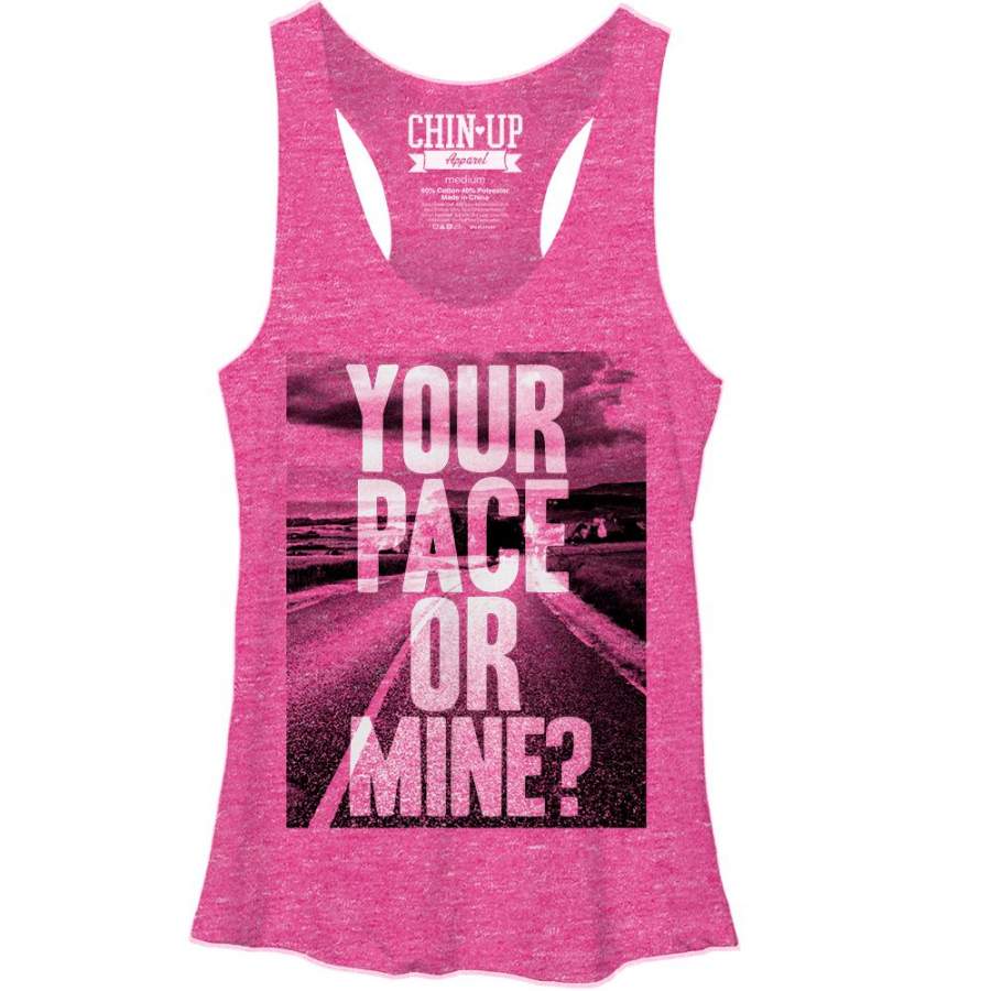 CHIN UP Women’s My Pace  Racerback Tank Pink Heather