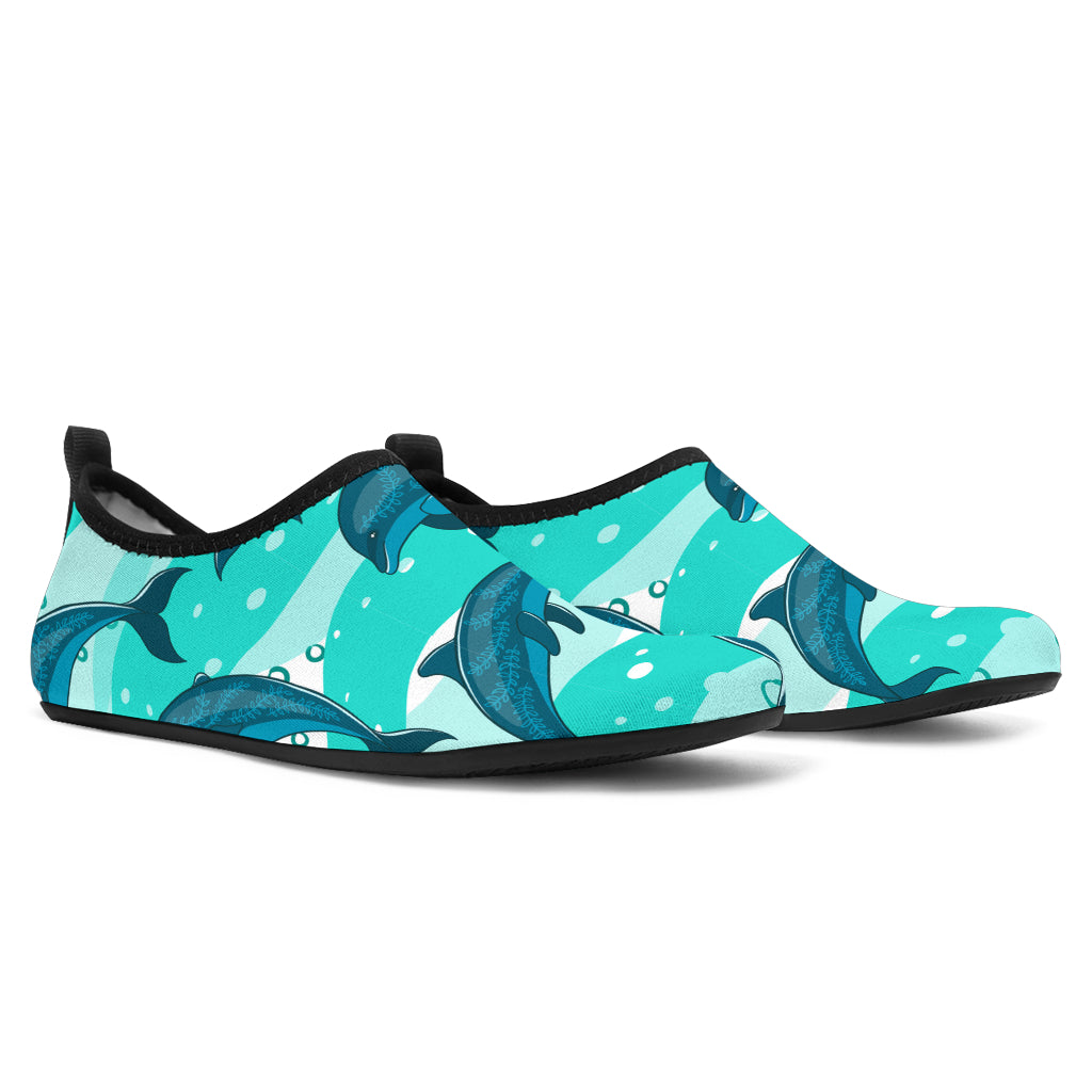 Dolphin Design Print Pattern Aqua Water Shoes