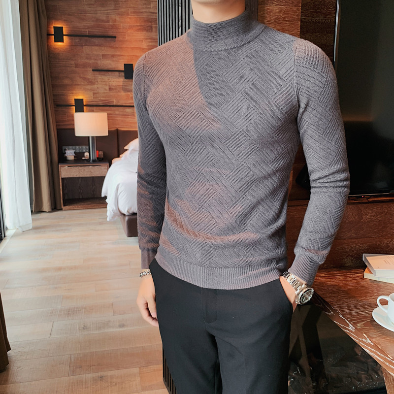 British Style Men Turtleneck Sweaters and Pullovers Fashion Knitted Sweater Winter Men Pullover Homme Wool Casual Solid Clothes alx