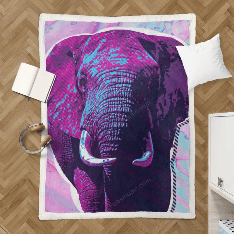 Retro Elephant – Retro Sherpa Fleece Blanket