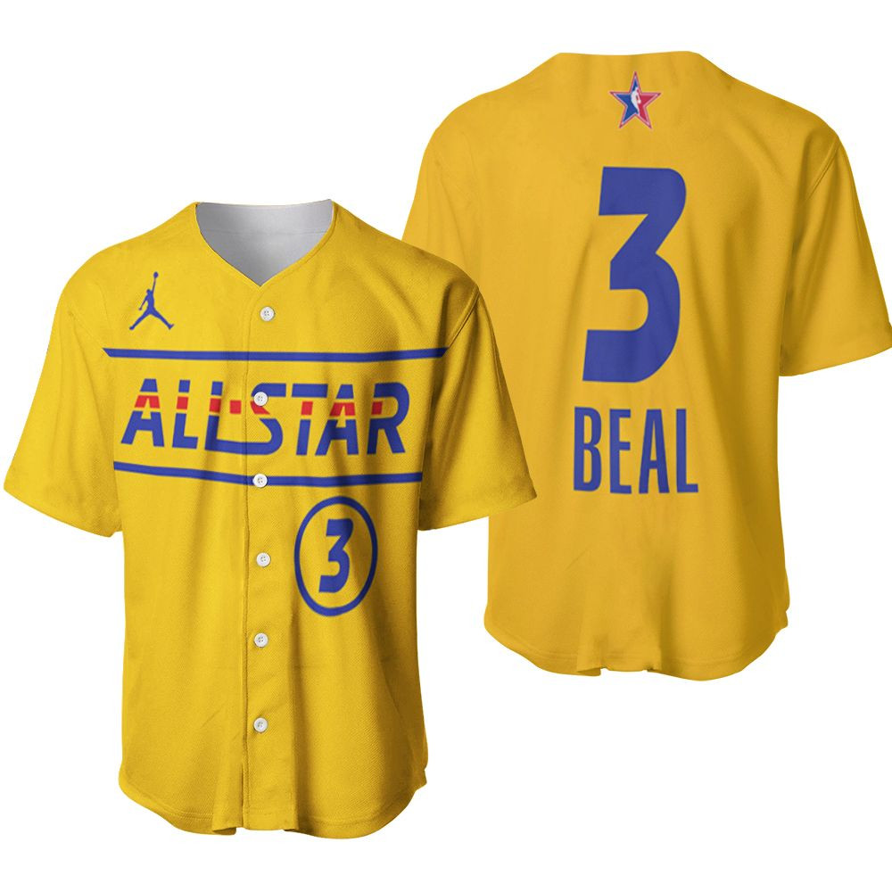 Bradley Beal #3 NBA Warriors 2021 All Star Western Conference Gold Jersey Style Gift For Beal Fans Baseball Jersey